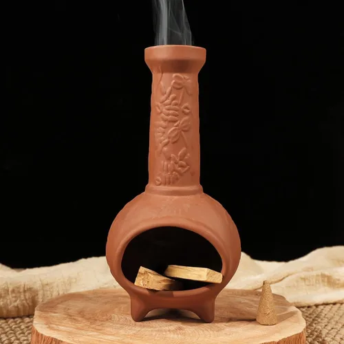 Vista 13 de MOUGIGI Soporte de Palo Santo Hecho a Mano y Quemador de Conos de Incienso - Elegante Accesorio para Limpias de Salvia con Capacidad para Rituales