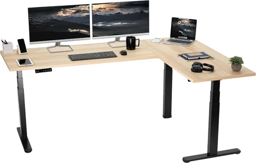 Vista 53 de VIVO DESK-KIT-3E8BO - Escritorio eléctrico de altura ajustable de 83 x 60 pulgadas para trabajar de pie, con 2 cubiertas sólidas de bambú, marco