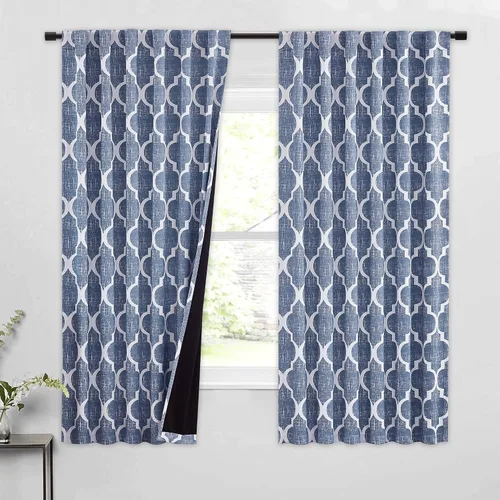 Vista 42 de Beauoop Cortinas 100% Opacas de 45 Pulgadas de Largo, 2 Paneles para Dormitorio, Sala de Estar, Gris Aqua Marroquí Geométrico, Oscurecimiento