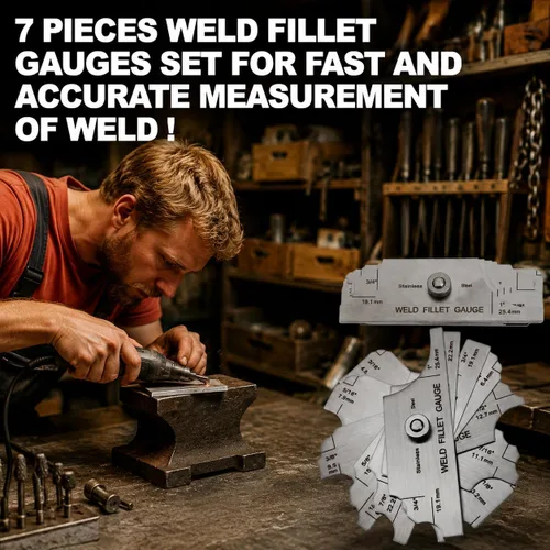 Vista 6 de Medidor de soldadura de filete de acero inoxidable calibre Rl calibre 1/8 ''-1 '' prueba de inspección de soldadura Unlar métrica y pulgada Precisa