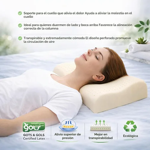 Vista 3 de Almohada de contorno para cuello, 100% látex orgánico.