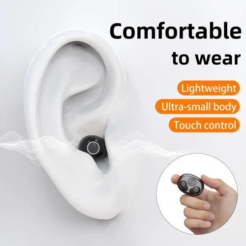 Vista 2 de Pequeños auriculares invisibles para dormir, inalámbricos más pequeños, Bluetooth, de perfil bajo, microdiminutos y discretos, con micrófono