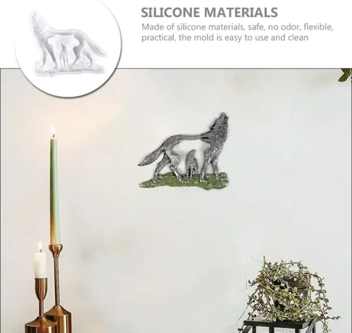 Vista 5 de Molde de forma de lobo molde de artesanía de silicona epoxi decoración animal herramienta flexible DIY