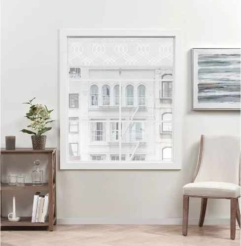 Vista 9 de Exclusive Home Prague Trellis - Persiana romana 100% opaca de 27 x 64 pulgadas, color blanco