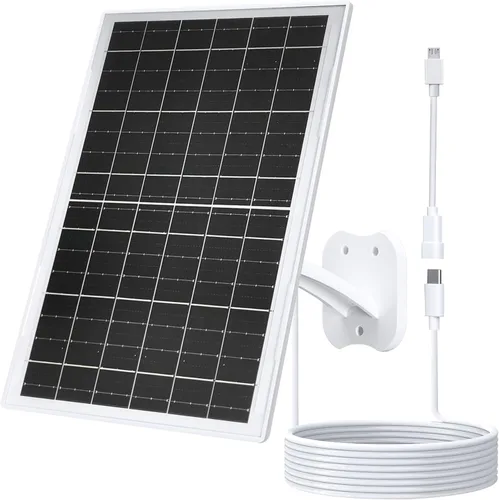 Vista 12 de Zivif Panel solar para cámara de seguridad, cargador solar de 7 W con puerto micro USB y USB-C, panel solar USB C impermeable IP65 para cámaras
