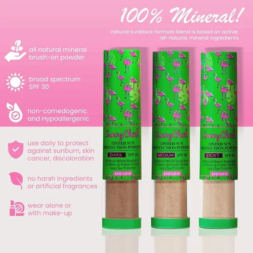 Vista 6 de Protector solar natural en polvo, protector solar mineral tintado con pincel SPF30 .23 oz (ligero)