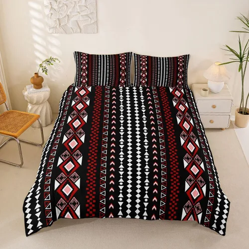 Vista 13 de Erosebridal Bohemian Duvet Cover Twin Country Southwestern Comforter Cover for Kids Teens Boho Aztec Arrows Diamond Bedding Set Black Gray Geometric
