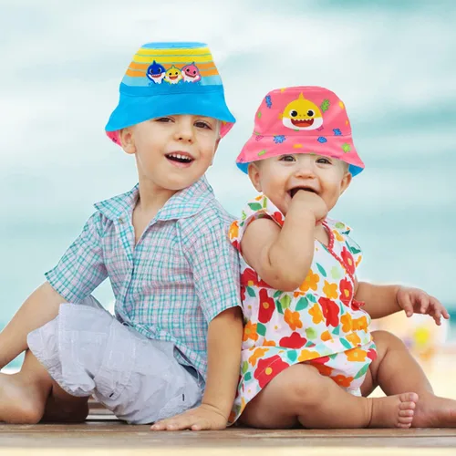 Vista 5 de Sombrero de cubo para niños pequeños, sombrero reversible para niños, sombrero de cubo para niñas pequeñas y sombrero de cubo para niños, tiburón