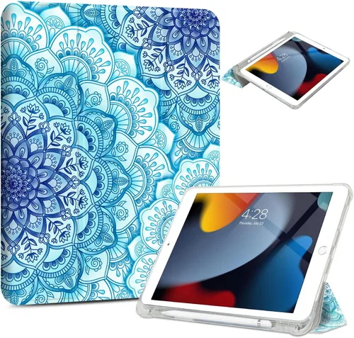Vista 9 de Vimorco Funda para iPad de 5ª/6ª generación de 9.7 pulgadas 2017/2018, para iPad Air 1/2 2013/2014, soporte para lápiz, 2 soportes de visión