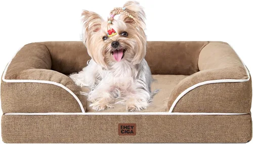 Vista 56 de EHEYCIGA – Cama ortopédica impermeable para perros pequeños, de espuma viscoelástica tipo caja de huevos, con bordes elevados y base antideslizante