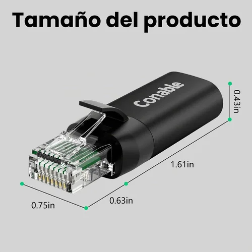 Vista 5 de Adaptador USB C a Ethernet, adaptador Ethernet macho a USB-C hembra, adaptador de red LAN de Internet tipo C a RJ45, conectado directamente