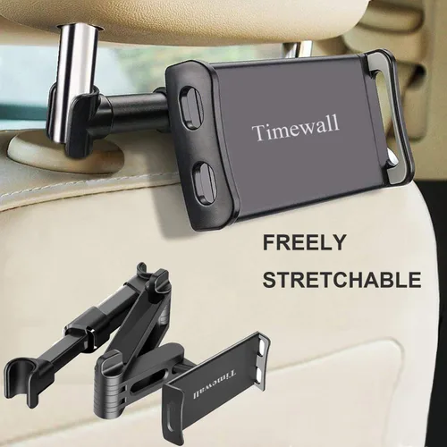 Vista 4 de Timewall Soporte universal para reposacabezas de automóvil, asiento trasero, soporte universal para teléfono celular, ángulo giratorio de 360°