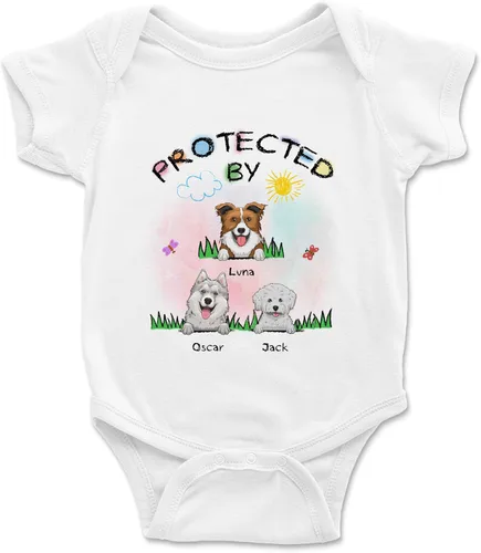 Vista 12 de Gossby Enterizo personalizado para bebé niña niño – Regalo personalizado ropa de bebé con diseño de perro – 0-24 meses – 4