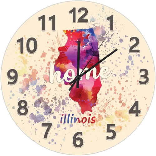 Vista 109 de UFunhome Reloj de pared con mapa del estado de Nevada, acuarela, Estados Unidos, reloj redondo de madera, funciona con pilas, silencioso, sin