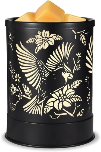 Vista 6 de Nawaza - Calentador de cera de metal 2 en 1, eléctrico, para velas aromáticas, derretido de cera y cubos de cera con luz LED, quemador de aceites