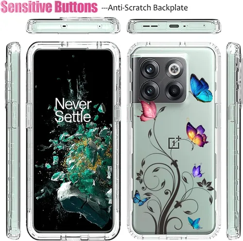 Vista 5 de Funda para OnePlus 10T/OnePlus Ace Pro CPH2415 con protector de pantalla de vidrio templado, cuerpo completo transparente con protección de diseño