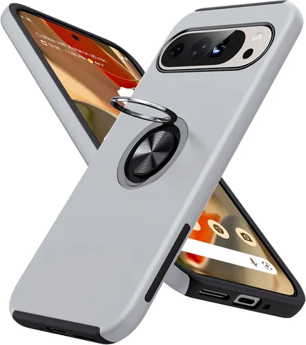 Vista 49 de JAME for Google Pixel 7 Pro Case, Ring Stand Shockproof Slim Phone Case Verde alpino