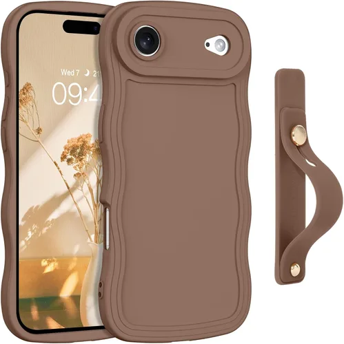 Vista 51 de GUAGUA Funda para iPhone SE 2022/2020, Funda para Teléfono iPhone 7/8 Diseño Lindo de Forma de Onda Rizada TPU Suave con Correa de Muñeca Soporte