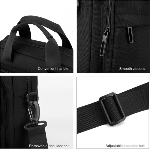 Vista 4 de natyrlpog Bolsa para laptop de 14 pulgadas para hombres y mujeres, impermeable, de nailon, ligera, compacta, bolso de mensajero para negocios