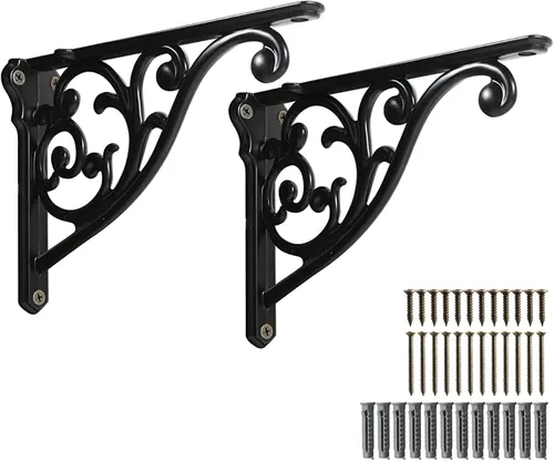 Vista 34 de Soportes de estante de 4 pulgadas, paquete de 4 soportes de pared de latón antiguo de alta resistencia, estantes decorativos de cocina victoriana