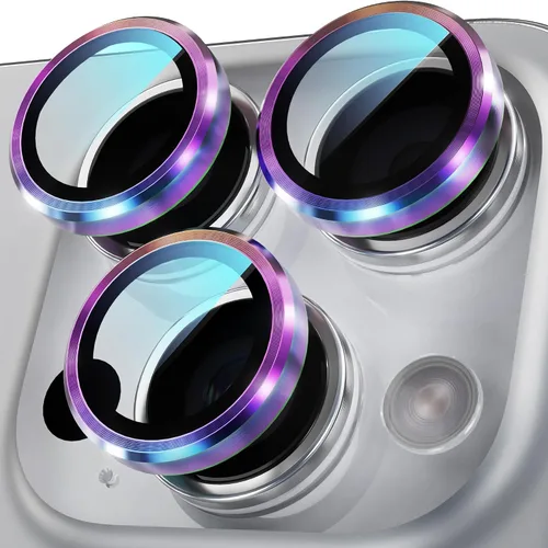 Vista 15 de YWXTW Diseñado para iPhone 14 Pro/iPhone 14 Pro Max Protector de Lente de Cámara Brillante, [Nuevo Diseño con Purpurina] Vidrio Templado de Metal