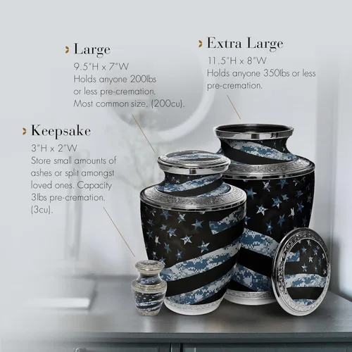 Vista 4 de Urna de Cremación Militar para Cenizas de Adulto Masculino - Urnas Decorativas Bellamente Hechas a Mano y Urnas Militares Personalizadas
