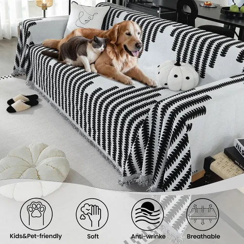 Vista 3 de Funda de sofá de felpilla lavable para sillón de un solo cojín, funda de sofá antideslizante, reversible, geométrica jacquard, funda de sofá Negro