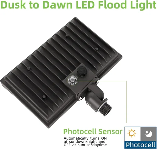 Vista 3 de Luces de inundación LED para exteriores, 40 W con nudillos, luz de seguridad IP65 de 4400 lm con fotocélula del atardecer al amanecer, reflectores