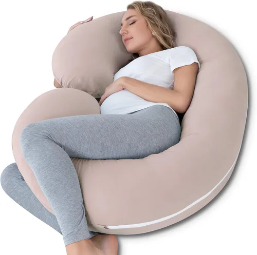Vista 14 de INSEN - Almohada de embarazo, almohada corporal de maternidad para embarazadas, almohada de embarazo en forma de C con funda de almohada corporal