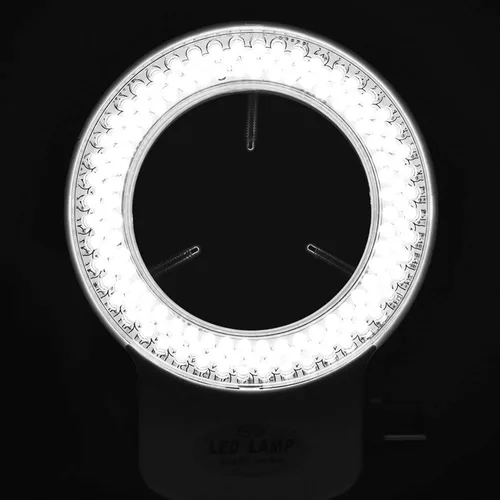 Vista 5 de Anillo de luz LED de 144 cuentas LED, brillo ajustable, fuente de luz para cámara de microscopio estéreo (enchufe negro de EE. UU.)
