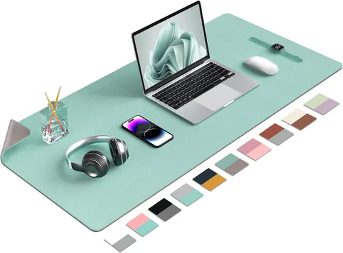 Vista 27 de Tapete de escritorio grande protector – Alfombrilla multifuncional de doble cara para escritorio de oficina, alfombrilla de ratón suave de Azul lago