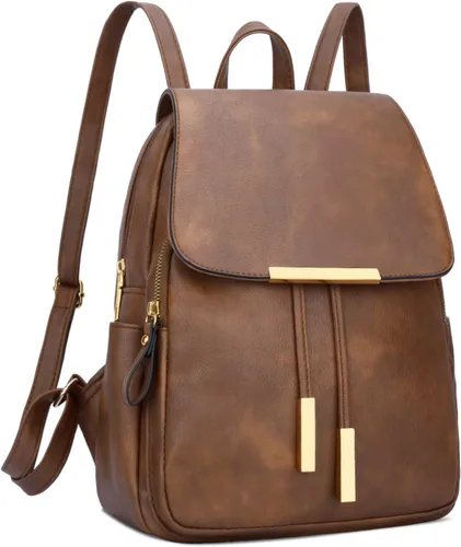 Vista 26 de KKXIU - Mochila de cuero de moda para mujeres y damas, bolsa de viaje y para el día, con correa para los hombros, A-Negro, Mediana, Mochila