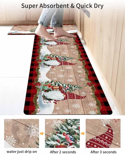Vista 4 de Tapete de baño de Navidad para bañera, antideslizante, de secado rápido y absorbente, de tierra de diatomeas, tapete de cocina, felpudo de cocina