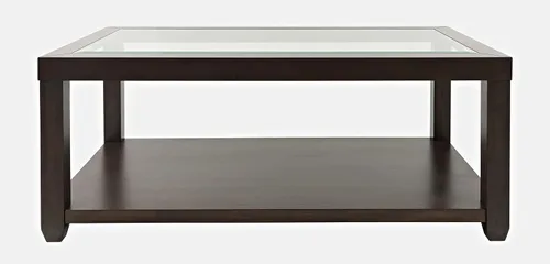 Vista 8 de Jofran Urban Icon - Mesa de centro rectangular con incrustaciones de vidrio y madera de acacia, mesa decorativa contemporánea para sala de estar