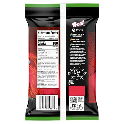 Vista 2 de Trolli Sour Brite Crawlers, caramelos, ponche de frutas, agridulce, gusanos gomosos, 7.2 onzas