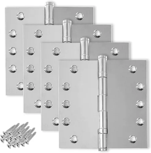 Vista 11 de Bisagra de puerta de latón macizo, rodamiento de bolas resistente, 5 x 5 pulgadas, juego de 2 bisagras (latón antiguo)