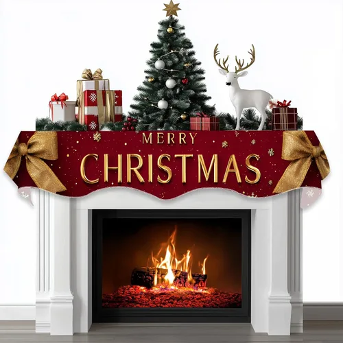 Vista 20 de BVBOX Bufanda Decorativa para Repisa de Chimenea Navideña, Cubierta Corredor para Repisa de Chimenea de Navidad e Invierno