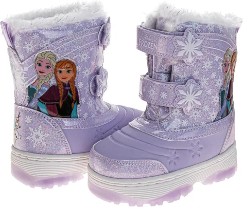 Vista 4 de Disney Frozen Elsa and Anna Snowflakes - Girls Insulated Warm Waterproof Winter Snow Boots (Toddler-Little Kid)