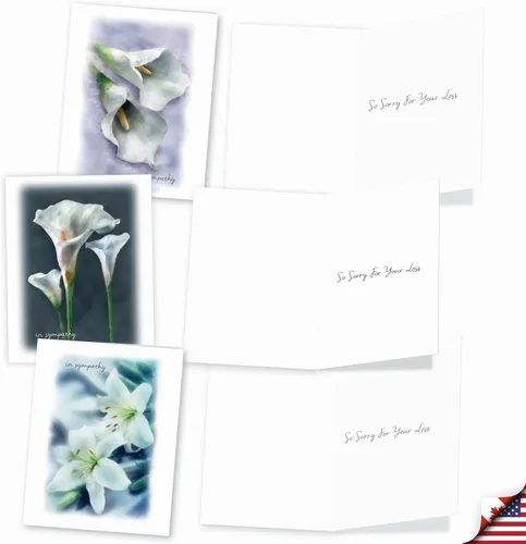 Vista 3 de The Best Card Company - 10 tarjetas de condolencias surtidas en caja (4 x 5.12 pulgadas) - Saludos de condolencia, duelo - Blooming Memories M6598SRG