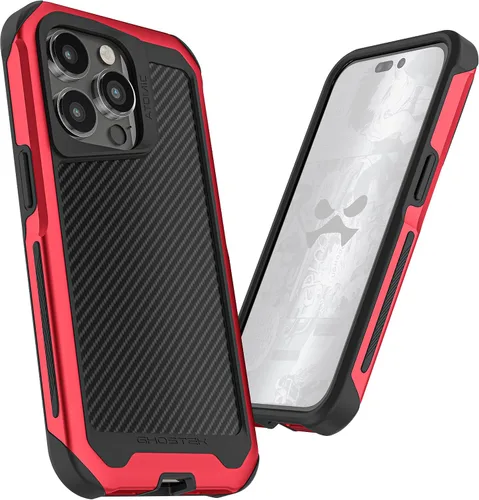 Vista 176 de Ghostek Atomic - Funda delgada para Galaxy Z Flip 4, parte trasera de aramida con parachoques de aluminio rojo, funda protectora de doble capa a