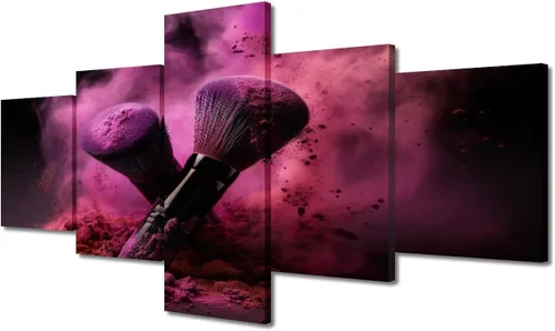 Vista 53 de Póster abstracto de labios de niña, cuadros dorados sobre lienzo, arte de pared, hermosos pósteres e impresiones en lienzo de 5 piezas, arte