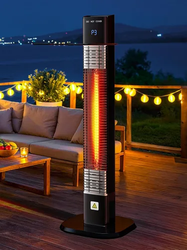 Vista 8 de Uthfy Calentador eléctrico para patio al aire libre, calentador infrarrojo de 1500 W con temporizador de 24 horas, control remoto, impermeable
