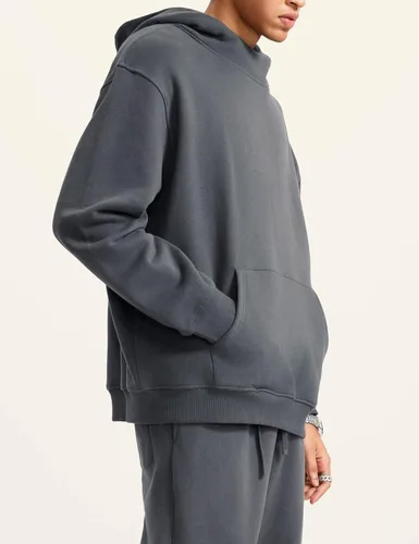Vista 4 de FAIABLE Sudadera de gran tamaño con capucha para hombre, de forro polar, de algodón, con bolsillo