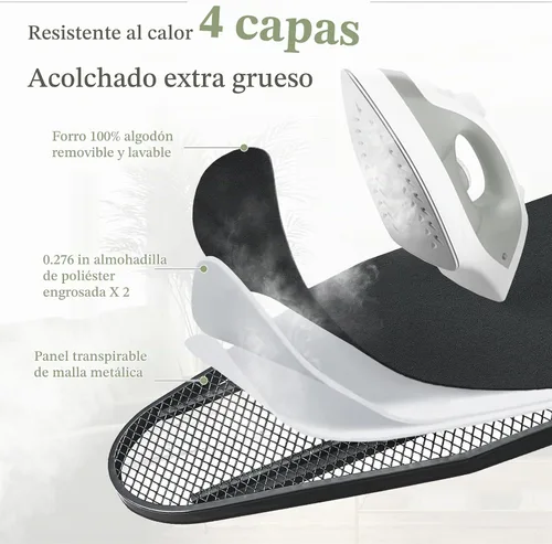 Vista 3 de Tabla de Planchar 48x15 pulgadas, Tabla de Planchar Ancha de Servicio Pesado de Tamaño Completo con Soporte de Plancha Retráctil, BlissBoard Marco