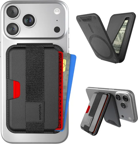 Vista 25 de Smartish Cartera MagSafe para iPhone - Tarjetero magnético desmontable, traje de noche negro, Bóveda lateral del ajetreo