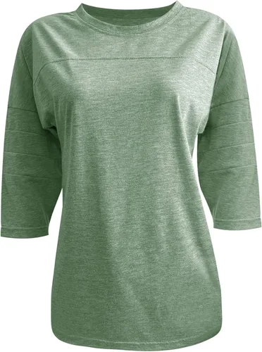 Vista 4 de Dailiup Camisetas casuales de manga 34 para mujer, holgadas, cuello redondo, lindas, blusas básicas