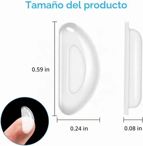 Vista 3 de 5 pares de almohadillas de nariz de silicona para gafas, protector de nariz suave antideslizante para gafas (transparente/0.079 pulgadas)