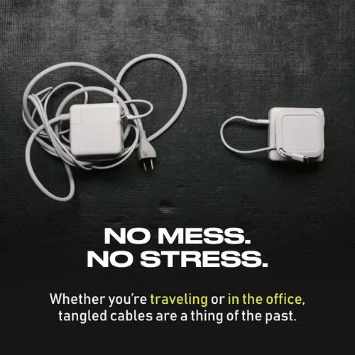 Vista 7 de Reel The Side Kick Organizador de Cables Plegable con Adaptador de Ángulo Recto USB-C Compatible con Cables de Carga de MacBook y PC y Gestión