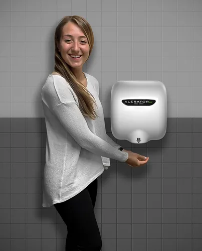 Vista 5 de XLERATOR eco XL-W-ECO 1.1N Secador de manos comercial de alta velocidad, secadora Excel, cubierta fundida blanca, sensor automático, montaje