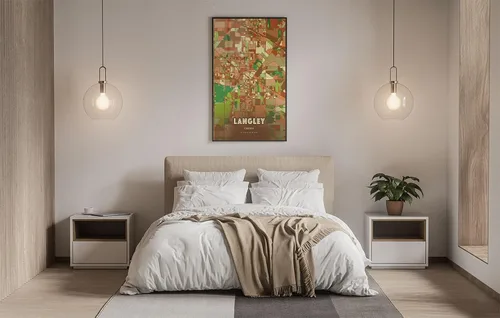 Vista 3 de MG Global Lienzo colgante moderno de LANGLEY CANADA Farmhouse 8 x 12 12 x 18 16 x 24 20 x 30 24 24 x 36 pulgadas, arte de pared de ciudad colorido